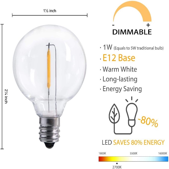 Lâmpadas LED de filamento G40 E12