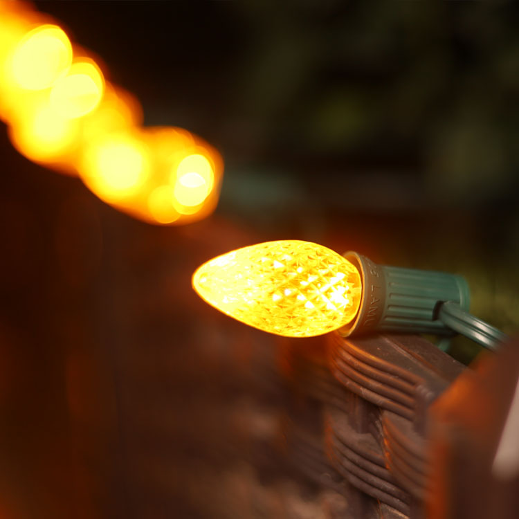 C7 Minleon LED Lâmpadas de substituição Amarelo Lâmpada de Natal UL para uso externo à prova d'água
