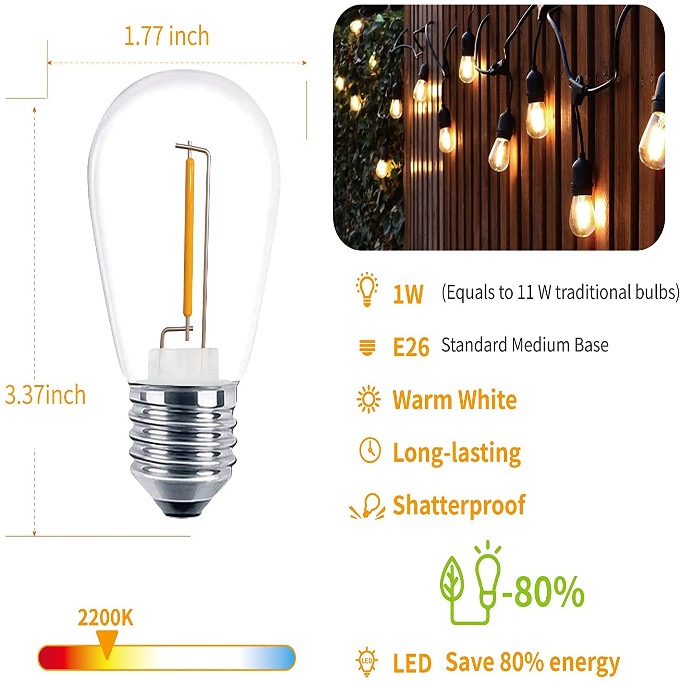 Lâmpadas LED de filamento S14 E26