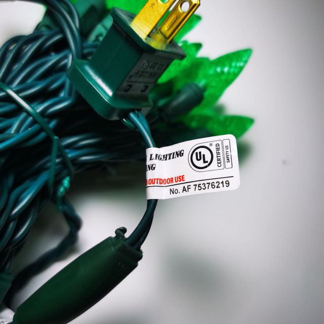 Luzes de corda LED verde morango UL C6 