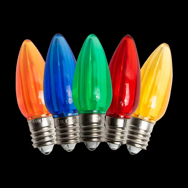 Lâmpada LED Transparente C9 – Multi (R/G/Y/B/O)