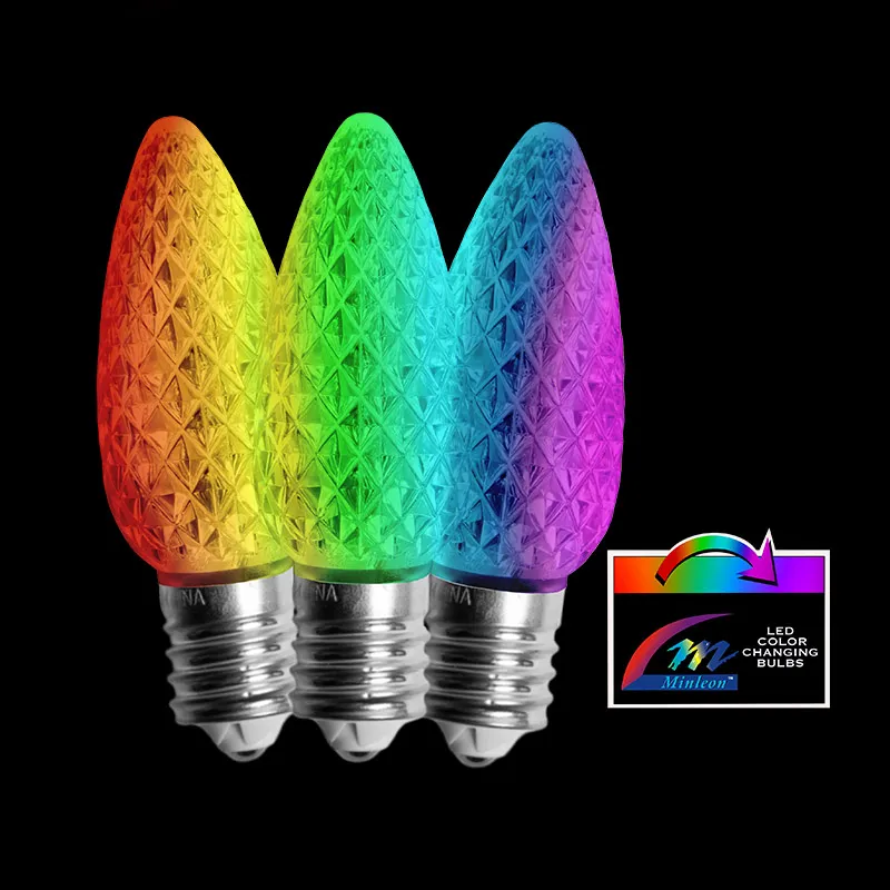 Lâmpada LED facetada C9 – mudança lenta de cor